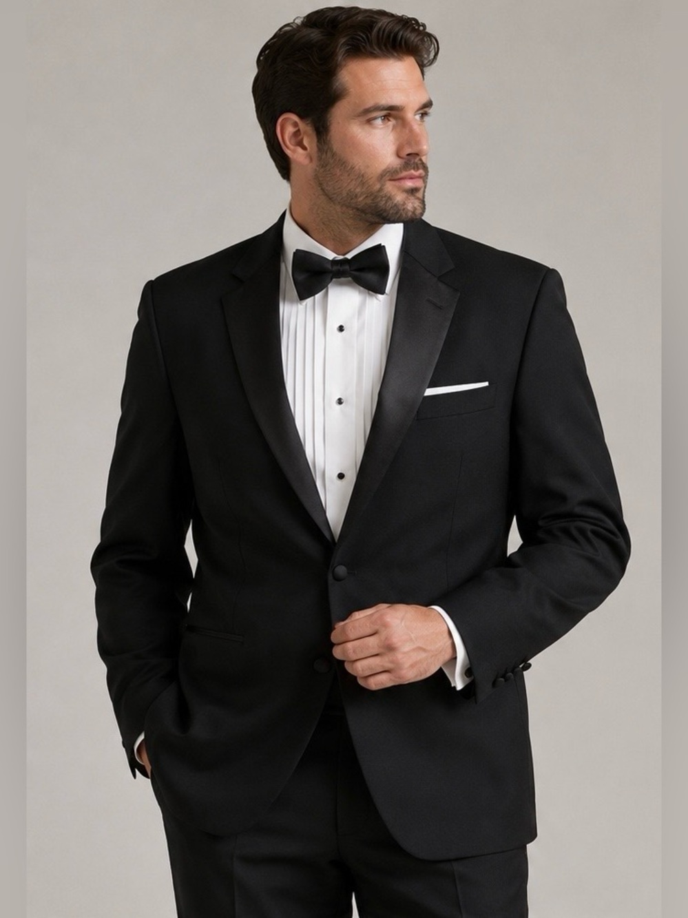 Peerless Men’s Black Wool Tuxedo Jacket 42XL Satin Lapel Formal Prom Wedding